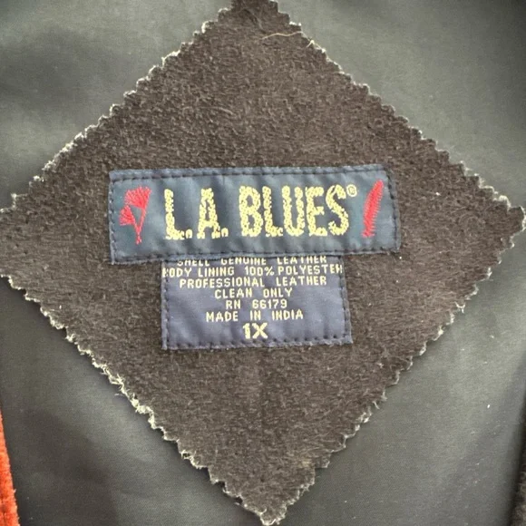 Vintage Leather Patchwork Vest LA Blues Men Size XL Button Front - Picture 2 of 7